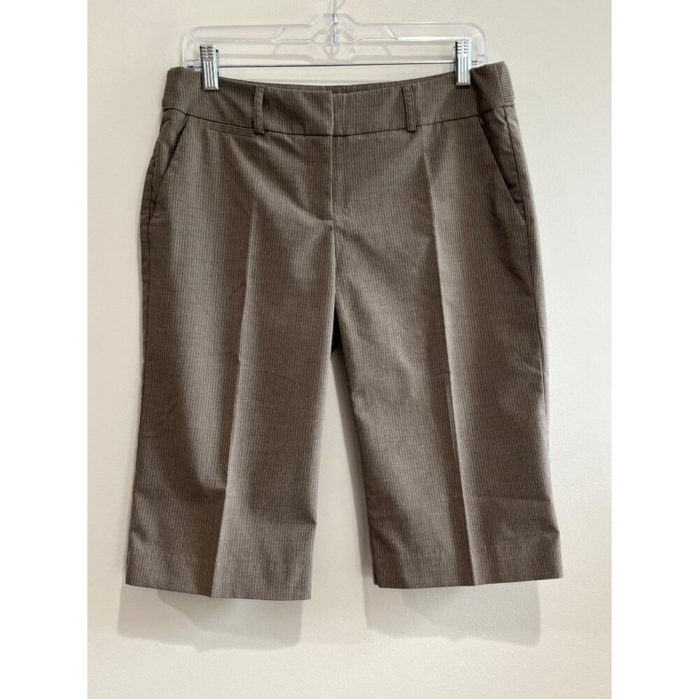 Y2K New York & Company Capri Dress Pants Womens 4 Brown Pinstriped Low Rise